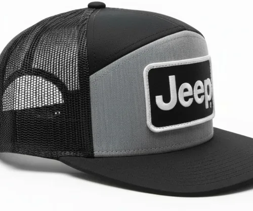 Vista 3 de Jeep Richardson - Gorra de béisbol de 7 paneles con parche a presión para hombre, gorra de béisbol (gris jaspeado/negro), Gris jaspeado / Negro