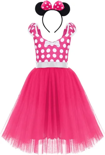 Vista 2 de IWEMEK - Maillot de ballet con diadema para niña con lunares, disfraz con diadema, leotardo