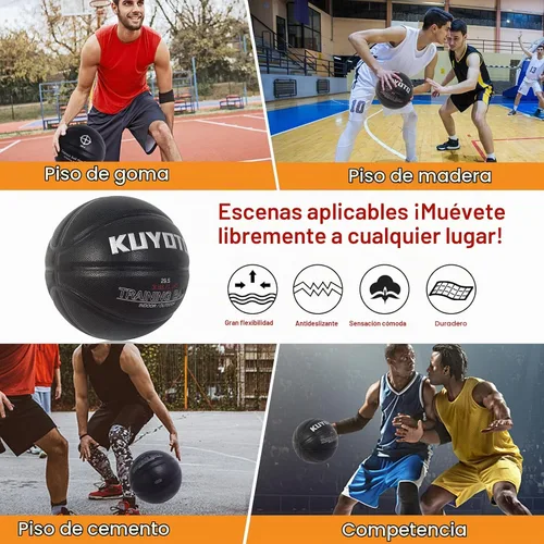 Vista 5 de KUYOTQ 3LBS/3.3LBS/2.2LBS Weighted Heavy Training Basketball 29.5/28.5" in and Outdoor Improving Handling Dribbling Passing Rebounding Skill Negro