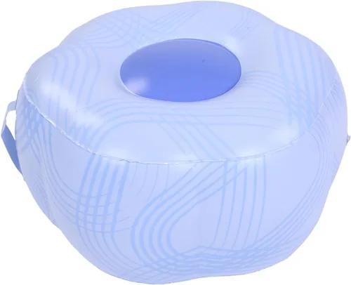 Vista 8 de POCREATION Inflatable Footstool Portable Foot Rest Camping Foot Stool PVC Compact for Outdoor Seat with Blue Stripe Pattern Lightweight for Travel