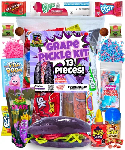 Vista 8 de Kit de Pepinillos de Frambuesa Azul - Con Triturado de Algodón de Azúcar - Bolsa de Regalo de Dulces - (13 PIEZAS) Regalos de Cumpleaños Para Niños