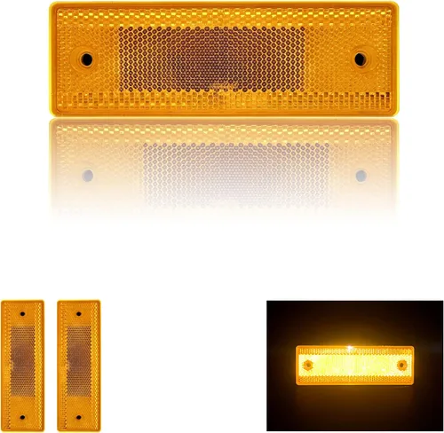 Vista 8 de Reflector - Rectángulo autoadhesivo de seguridad, impermeable, para entrada de buzón de remolque (modelo A/2 unidades, naranja)