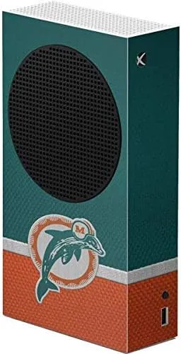Vista 7 de Skinit Decal Gaming Skin Compatible with Xbox Series S Console - Officially Licensed NFL Miami Dolphins Black & White Design