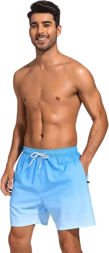 Vista 6 de SILKWORLD Quick Dry Mens Swimming Trunks with Compression Liner Bathing Suit Swim Shorts with Zip Pockets