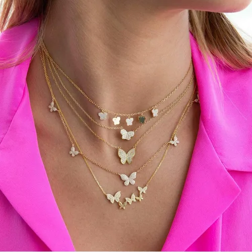 Vista 6 de Collar de mariposa con dije de gargantilla y dije delicado para mujer, joyería para regalos de cumpleaños