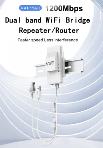 Vista 2 de VONETS Doble banda 2.4GHz/5GHz WiFi puente/enrutador/repetidor inalámbrico WiFi Ethernet convertido/cubierta de señal de punto de acceso, AC1200