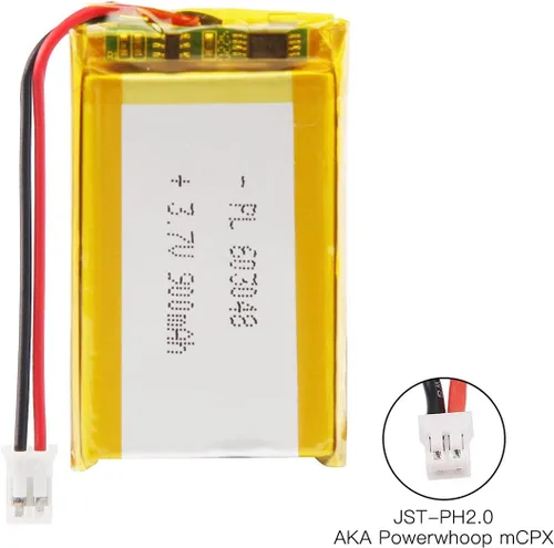 Vista 3 de Batería recargable Lipo de la batería del polímero de iones de litio de 3.7v 900mAh 603048 con el conector del PH 6.6 ft m