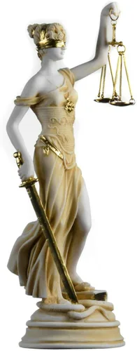 Vista 6 de Estatua de la diosa griega antigua Themis, figura ciega de la justicia, hecha a mano, escultura de abogado, regalo con acabado dorado, 13.8 pulgadas