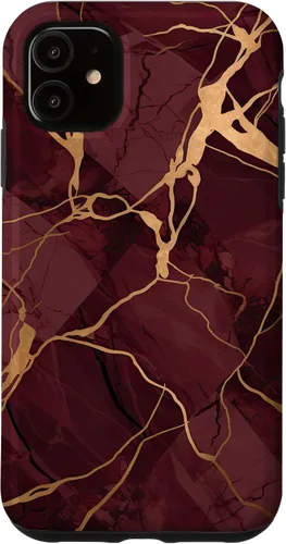 Vista 8 de iPhone 16 Burgundy and Yellow Metamorphic Pattern Case
