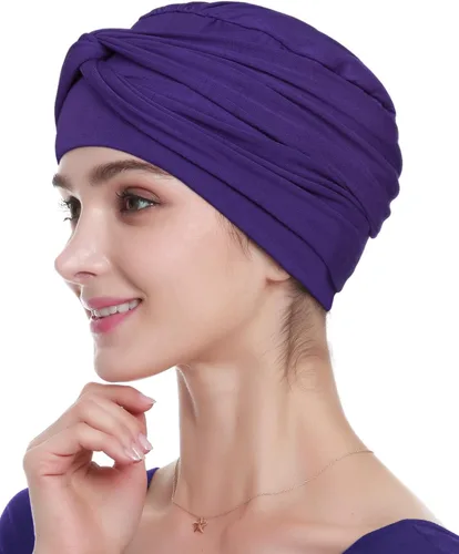 Vista 17 de Alnorm Gorro de quimioterapia, sombrero de viscosa para mujer, turbante para la cabeza para mujer