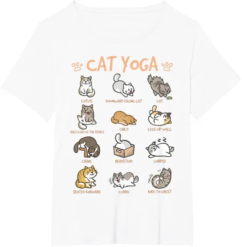 Vista 96 de Cat Yoga Poses Cats Practicing Mindfulness Meditación Kitten - Camiseta, Negro, S