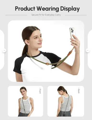 Vista 5 de Cordón para teléfono 1, lengüeta de amarre 2, cordón cruzado para teléfono celular, cordón de cuerda, correa ajustable universal para teléfono