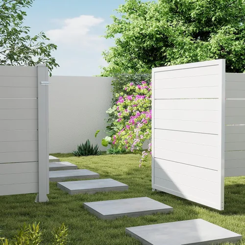 Vista 3 de Domi - Puerta de privacidad para exteriores, color blanco