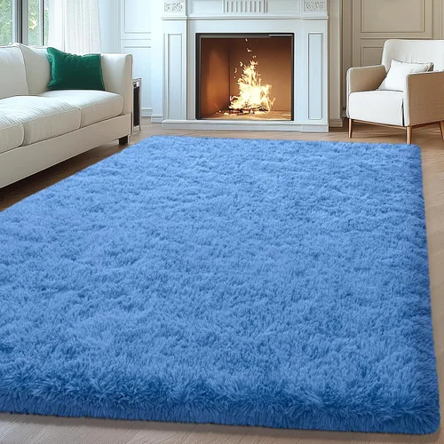 Vista 25 de Mugorn - Alfombras suaves y esponjosas de 2 x 3 pies para el hogar, alfombra pequeña con 4 mallas antideslizantes, color negro, 2 x 3 pies