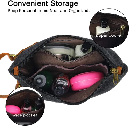 Vista 4 de Bolso de pulsera de lona de cuero