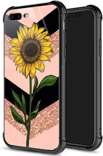 Vista 23 de ZHEGAILIAN Funda para iPhone 7/8 Plus, protección de grado militar, esquinas a prueba de golpes, funda antiarañazos para iPhone 7/8 Plus, girasol