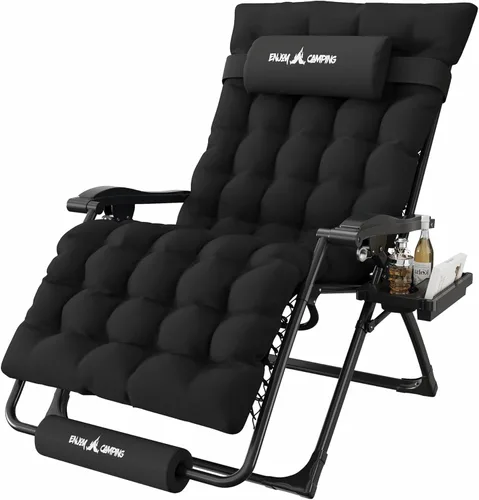 Vista 38 de Silla de gravedad cero de gran tamaño, plegable, reclinable, acolchada Rojo Extragrande