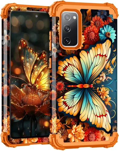 Vista 51 de Hocase Funda para Galaxy S20 FE 5G, Protección resistente a prueba de golpes, goma de silicona suave + parachoques de plástico duro, funda