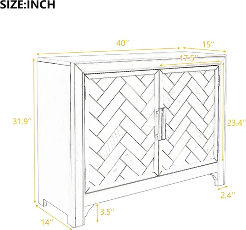 Vista 2 de Accent - Armario de almacenamiento para bufé con estante ajustable y 2 puertas, consola moderna, mesa de entrada, aparador para pasillo, comedor