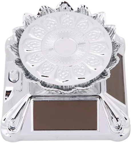 Vista 8 de Soporte de exhibición de joyas, luz LED solar para escaparate giratorio 360, reloj giratorio para teléfono, anillo de joyería (plata)
