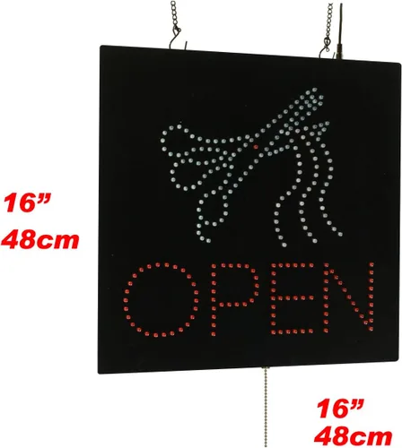 Vista 2 de Cartel de tijeras abiertas, 16"x16", 15.7x15.7 in, TOPKING, LED, Neón, Florescente, Señalización, Letrero, Exhibición, Cartelera, Pantalla, Gran