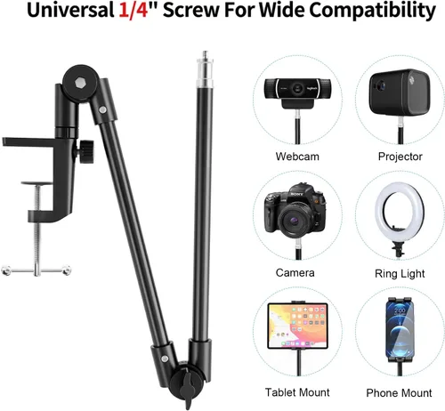 Vista 6 de KDD Soporte para tableta, soporte de teléfono iPad de ajuste, soporte de cámara web de brazo largo de 27 pulgadas para escritorio, apto