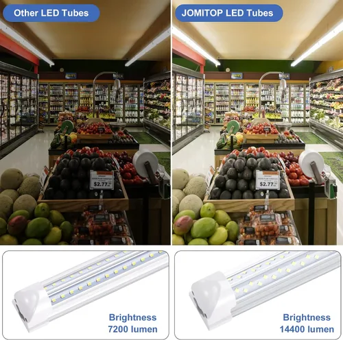 Vista 6 de Lámpara LED de tienda de 8 pies, 120 W, 14400 lúmenes, 6500 K, blanco frío, T8 V, tubo de luz LED integrado con 4 filas de luz para puerta
