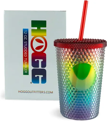 Vista 9 de Hogg Vaso Tachonado de 12 onzas con Tapa y Pajita - Negro, Vaso Reutilizable para Café Helado, Vaso Brillante para Mujeres, Taza de Diamantes