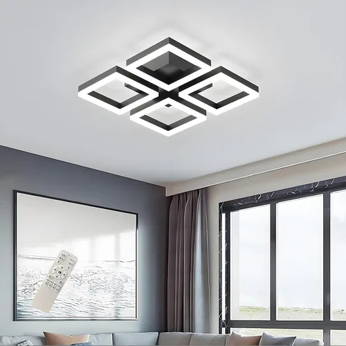 Vista 11 de GEADI Lámpara de techo moderna regulable, lámpara de techo LED blanca de 35.4 pulgadas con control remoto, accesorio de iluminación rectangular