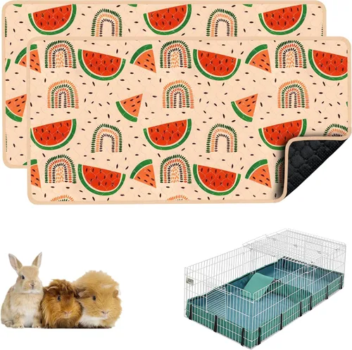 Vista 14 de Ropa de cama para cobayas, 2 paquetes de forro lavable para jaula de 49x24 pulgadas, almohadillas súper absorbentes lavables, impermeables y Palta