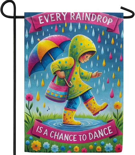Vista 48 de A Little Rain Gnome Umbrella Garden Flag 12.5" x 18" Double Sided