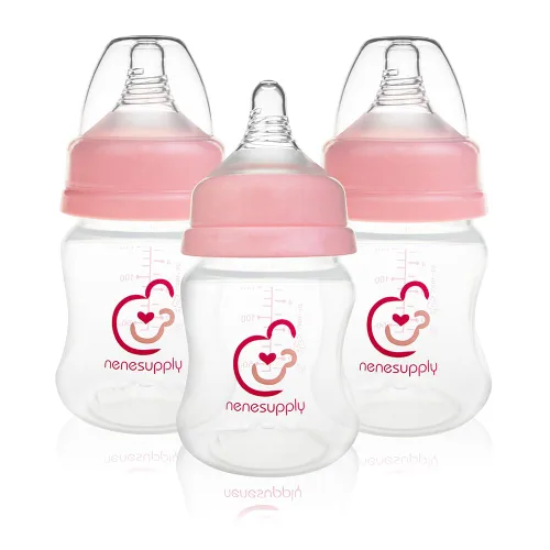 Vista 14 de Nenesupply Biberones naturales para recién nacidos, biberones de alimentación de flujo lento para bebés amamantados, cuello ancho, 9 onzas