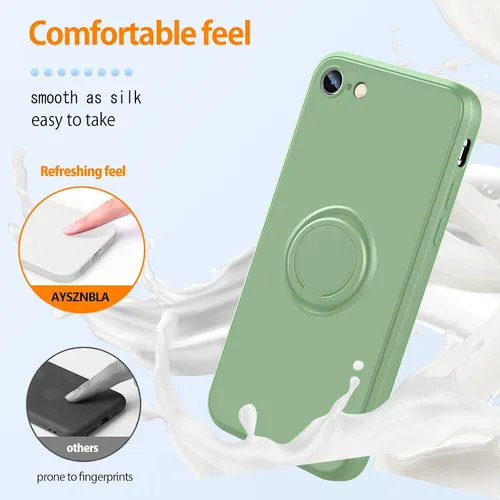Vista 2 de Funda para Samsung Galaxy S20 FE, con soporte de anillo giratorio de 360° y cordón de correa de silicona líquida, delgada, a prueba de golpes, funda