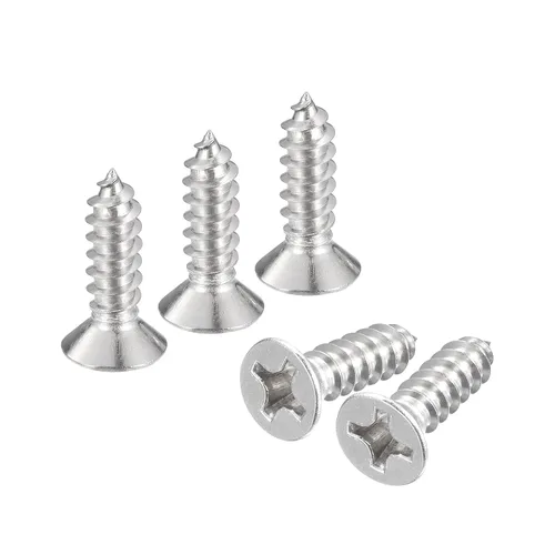 Vista 31 de uxcell Tornillos de chapa de cabeza plana #4x1, 50 tornillos de madera Phillips Drive Tornillos de acero inoxidable 304 Autoperforantes