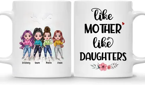 Vista 9 de Gossby Taza personalizada para madre y 1 hija, como madre como hija, regalos para madre, mejores tazas de café para madre, taza personalizada