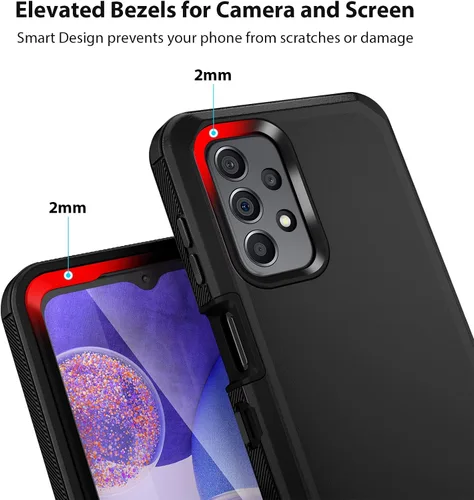 Vista 4 de Jiunai Funda para Samsung A23, a prueba de golpes, antipolvo, resistente, resistente, de doble capa, borde elevado, funda protectora al aire libre