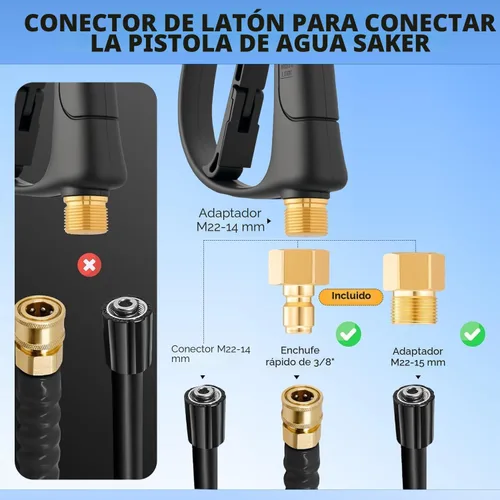 Vista 4 de Accesorio de Conector Dual de Cañón de Espuma Saker para Kit de Lavadora a Presión, con Cañón de Espuma de Conector Dual, Pistola de Lavadora a