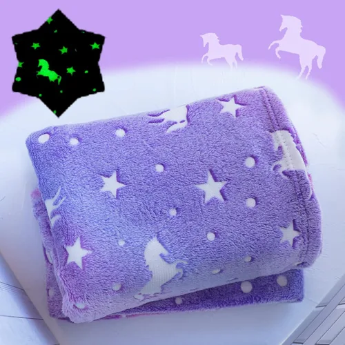 Vista 12 de El mejor regalo que brilla en la oscuridad, lindas mantas de gato con bolsa de almacenamiento, manta para niños, mantas suaves para niñas y niños
