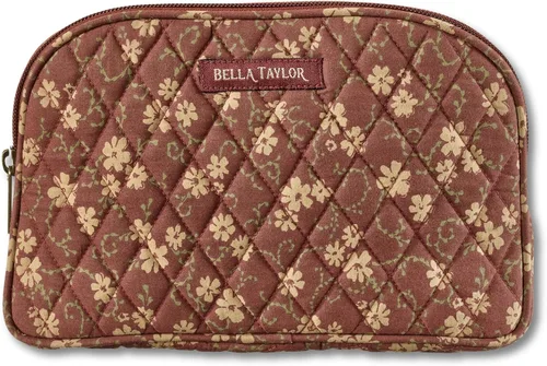 Vista 12 de Bella Taylor Bolsa de maquillaje de algodón acolchada grande para mujeres, bolsa de cosméticos de viaje