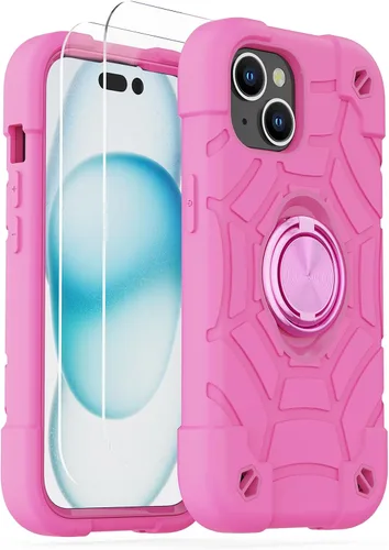 Vista 50 de KCJ Funda para iPhone SE 2022/2020, iPhone 8/7/6/6S, con [2×Protectores de Pantalla][Soporte de Anillo] Silicona Suave+PC Duro Protección Completa