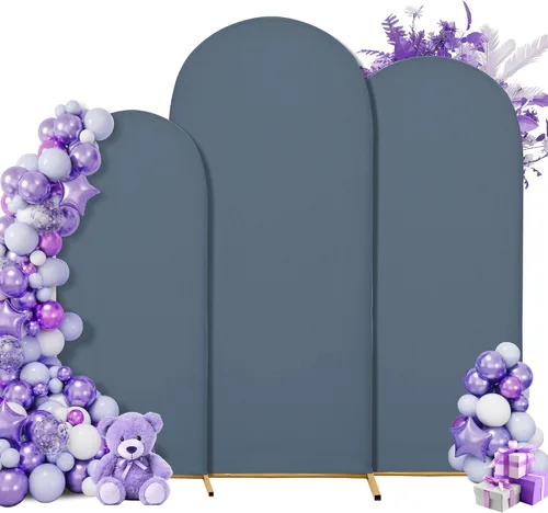 Vista 9 de Juego de 3 fundas elásticas para telón de fondo para arco de boda, 7.2 pies Negro