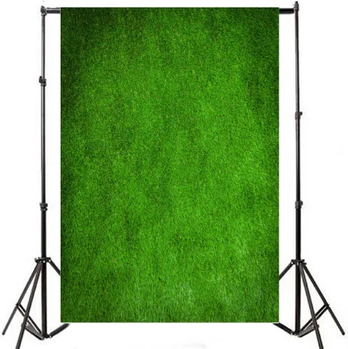 Vista 4 de Laeacco - Telón de fondo verde retro de 5 x 7 pies, fondo verde grunge, césped verde, campo de fútbol artificial, telón de fondo para fotos