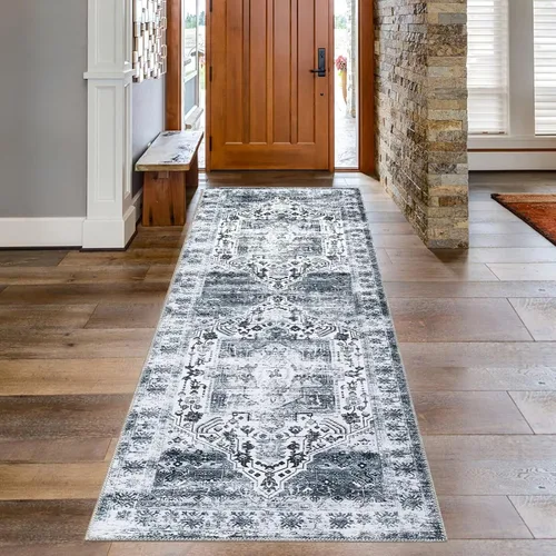 Vista 18 de COZYLOOM Alfombra lavable a máquina de 4 x 6, estilo bohemio, vintage, con medallones florales, alfombra suave de pelo bajo, antideslizante