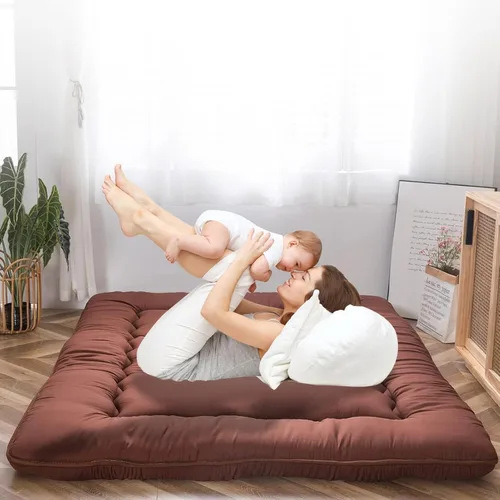 Vista 9 de QQP Colchón de futón japonés plegable de tatami, tapete portátil para adultos y niños, tapete para dormir adecuado para campamento, habitación