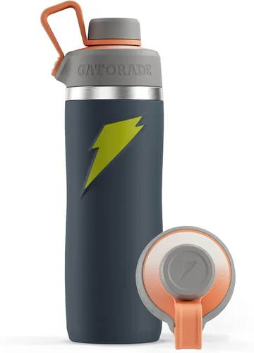 Vista 11 de Botella de agua de acero inoxidable Gatorade "Overtime" de 32 onzas, tapa de rosca, gris