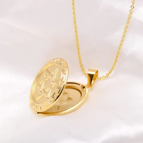 Vista 3 de Paialco Collar con colgante de medallón en forma de corazón de acero inoxidable para mujer