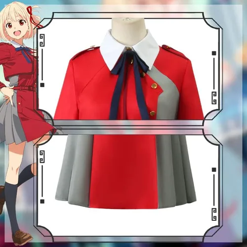 Vista 5 de Lycoris Recoil - Disfraz de cosplay de Nishikigi Chisato, uniforme escolar japonés