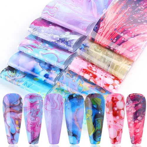 Vista 30 de Calcomanías holográficas de transferencia de uñas, hojas de esmalte de uñas de corazón de amor, láminas de transferencia de papel estrellado
