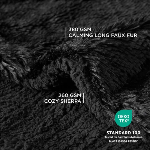 Vista 2 de Bedsure Mantas impermeables para perros grandes, piel sintética esponjosa, 50 x 60 pulgadas Plush Fuzzy Reversible Pet Blankets for Couch and Dog