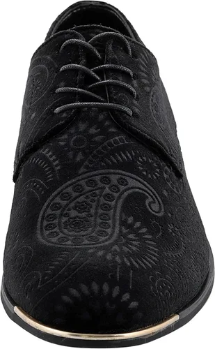 Vista 4 de Amali Chadwick - Zapatos de vestir para hombre, zapatos Oxford con cordones para hombre, zapatos de esmoquin, patrón de cachemira, punta de metal